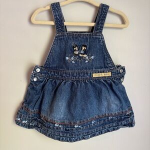 Vintage original Mickey embroidered Mickey and Minnie Mouse denim dress 9 mo